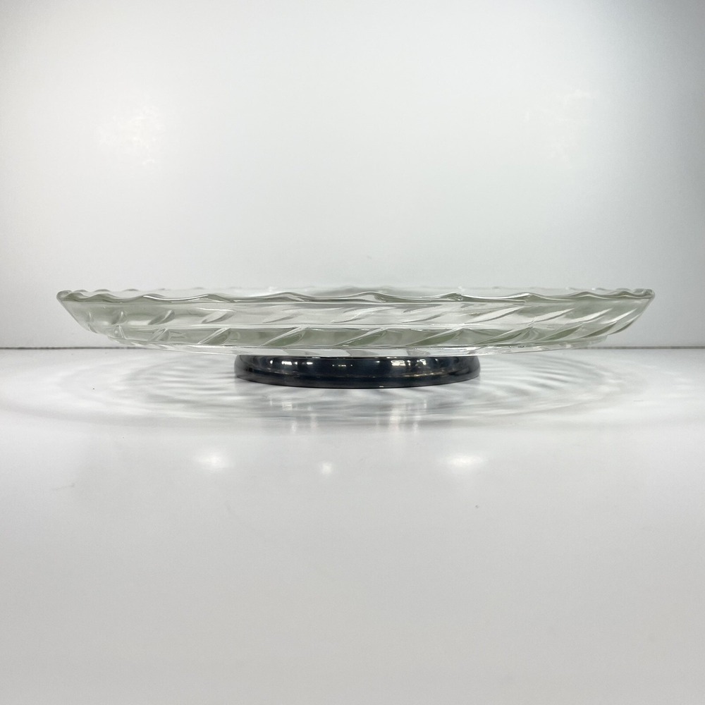 Vintage Cake Plate 13 1/2" Diameter Plate With A Silver Played Base In Original - Picture 6 of 11